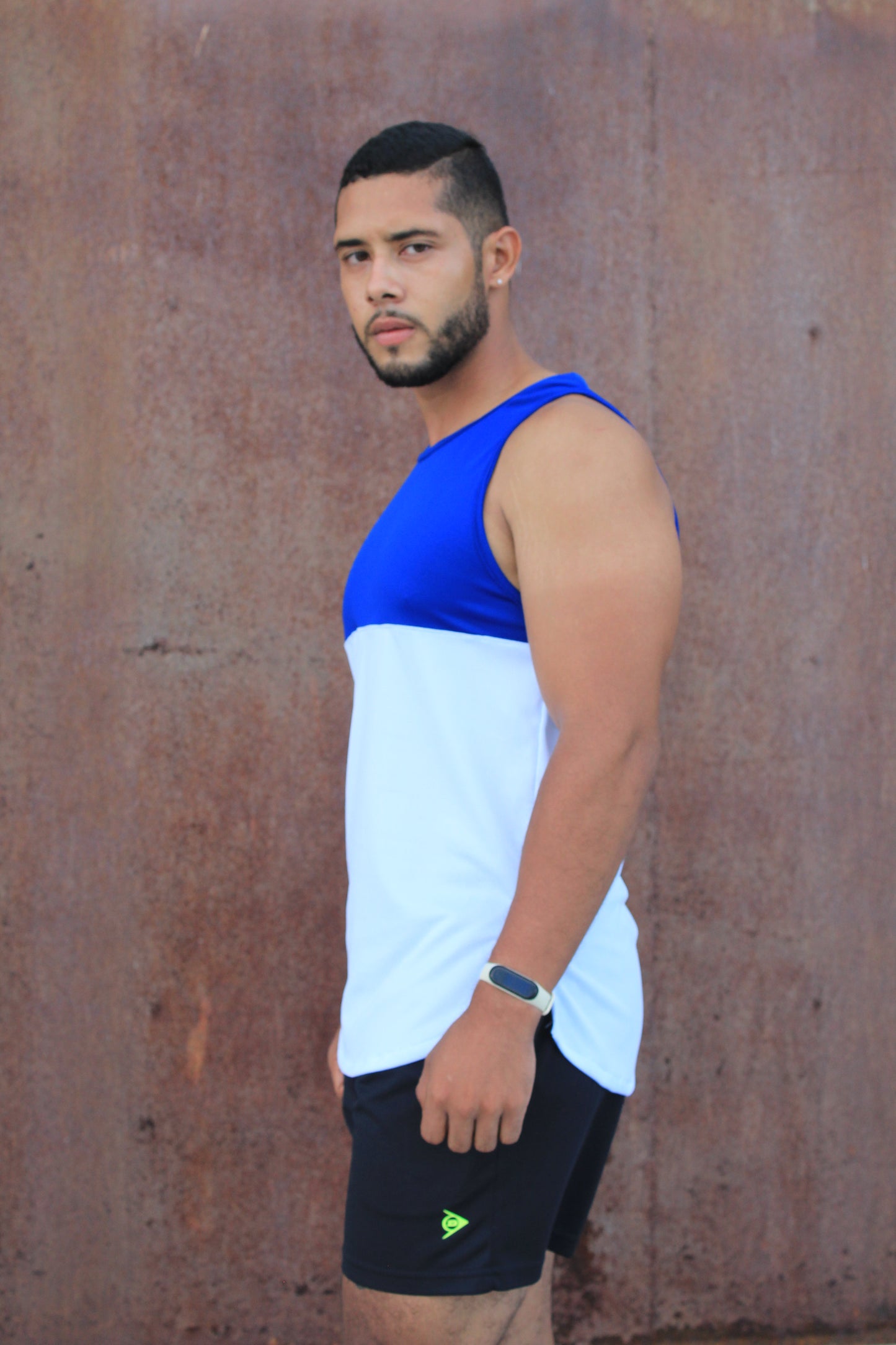 Playera sin mangas Duo * Bco/Azul