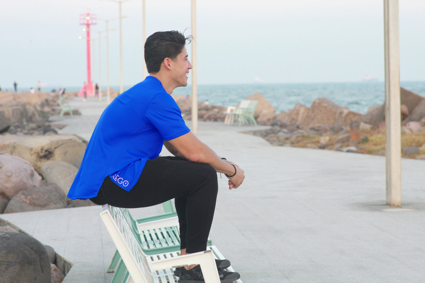 Playera con mangas azul