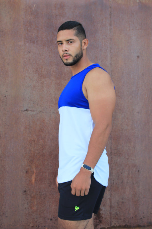 Playera sin mangas Duo * Bco/Azul