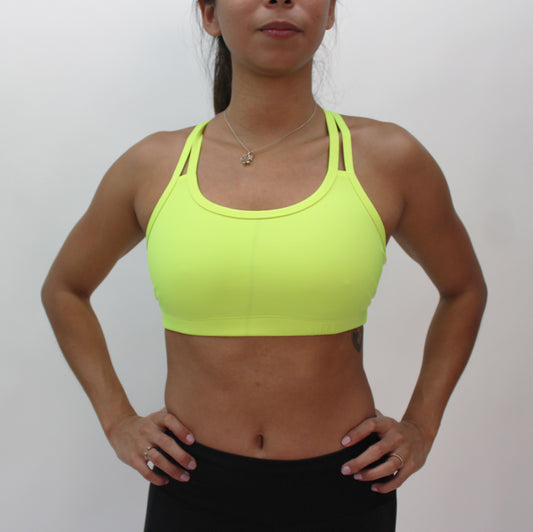 Top doble tirante amarillo neón
