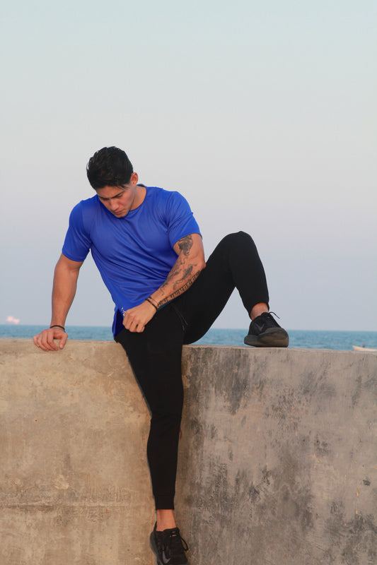 Playera con mangas azul